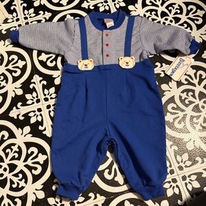 Buster Brown Blue and White Striped Baby Romper